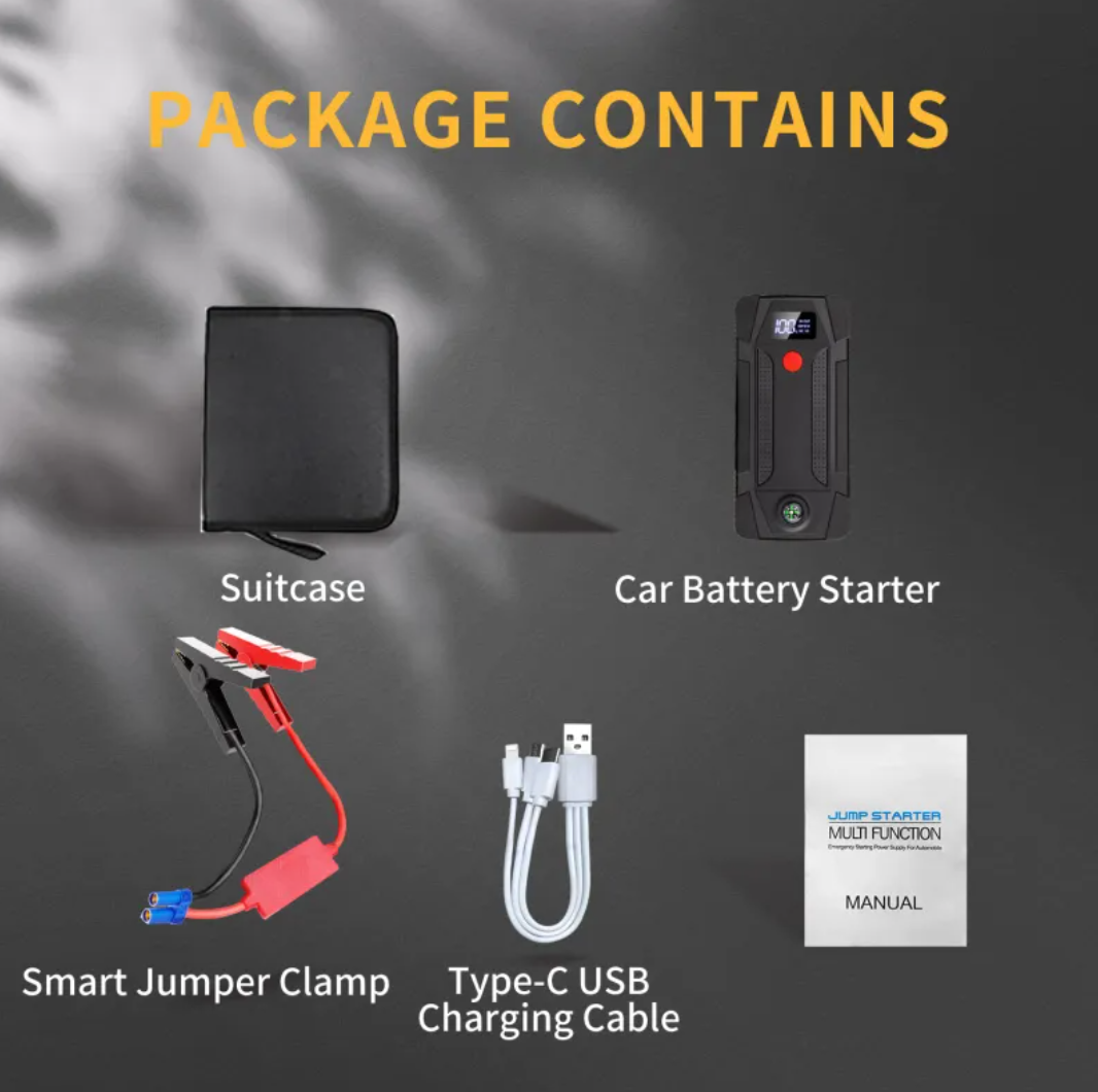 LCD Car Jump Starter & Emergency Power Bank