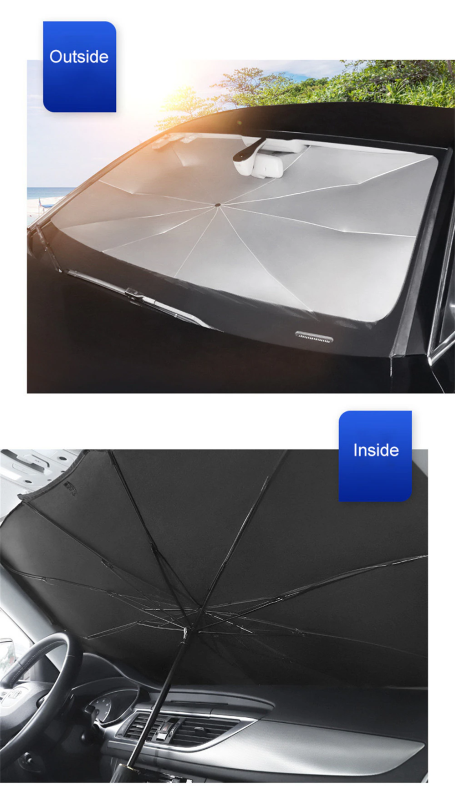 51-Inch Foldable Car Windshield Sun Shade Umbrella