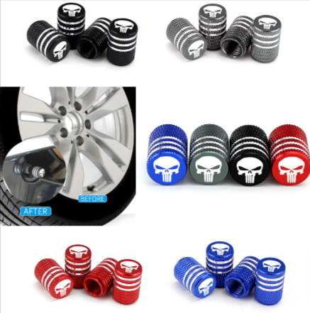 Skull Design Tire Valve Caps – Aluminum Alloy