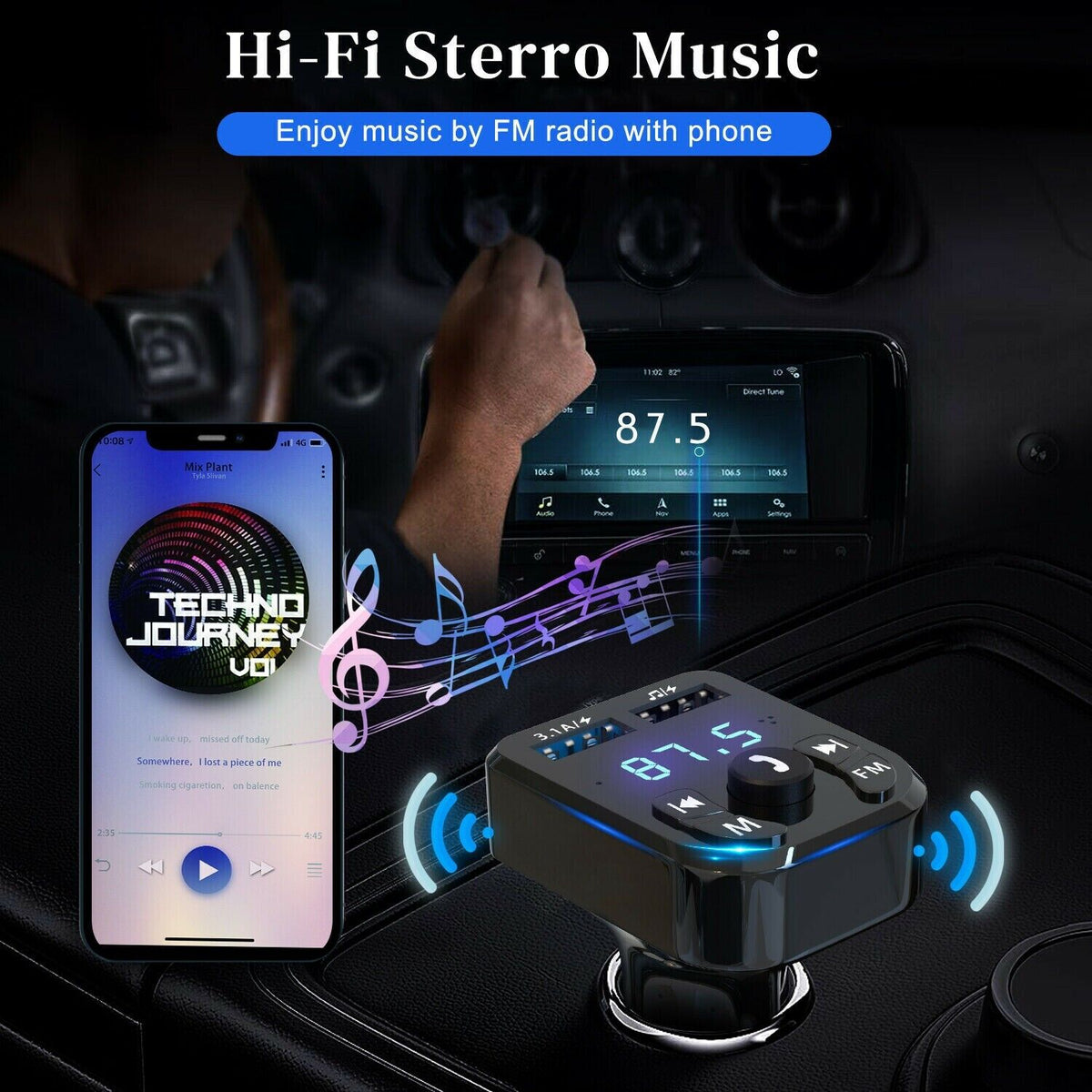 Bluetooth FM Transmitter with USB Charger