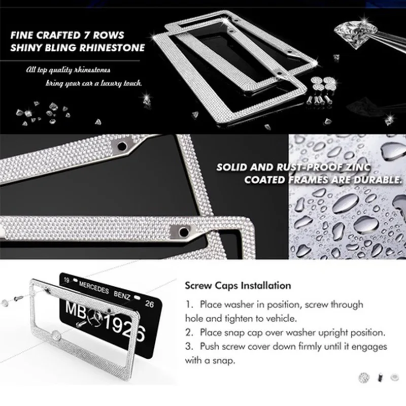 2-Piece Bling License Plate Frame Set