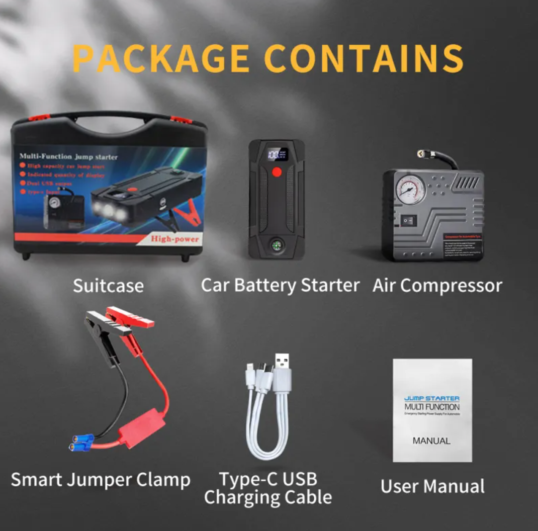 LCD Car Jump Starter & Emergency Power Bank