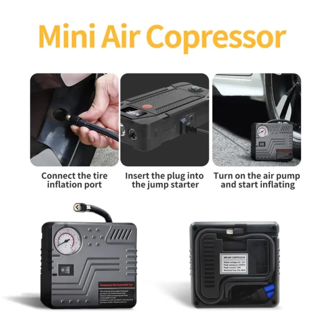 LCD Car Jump Starter & Emergency Power Bank